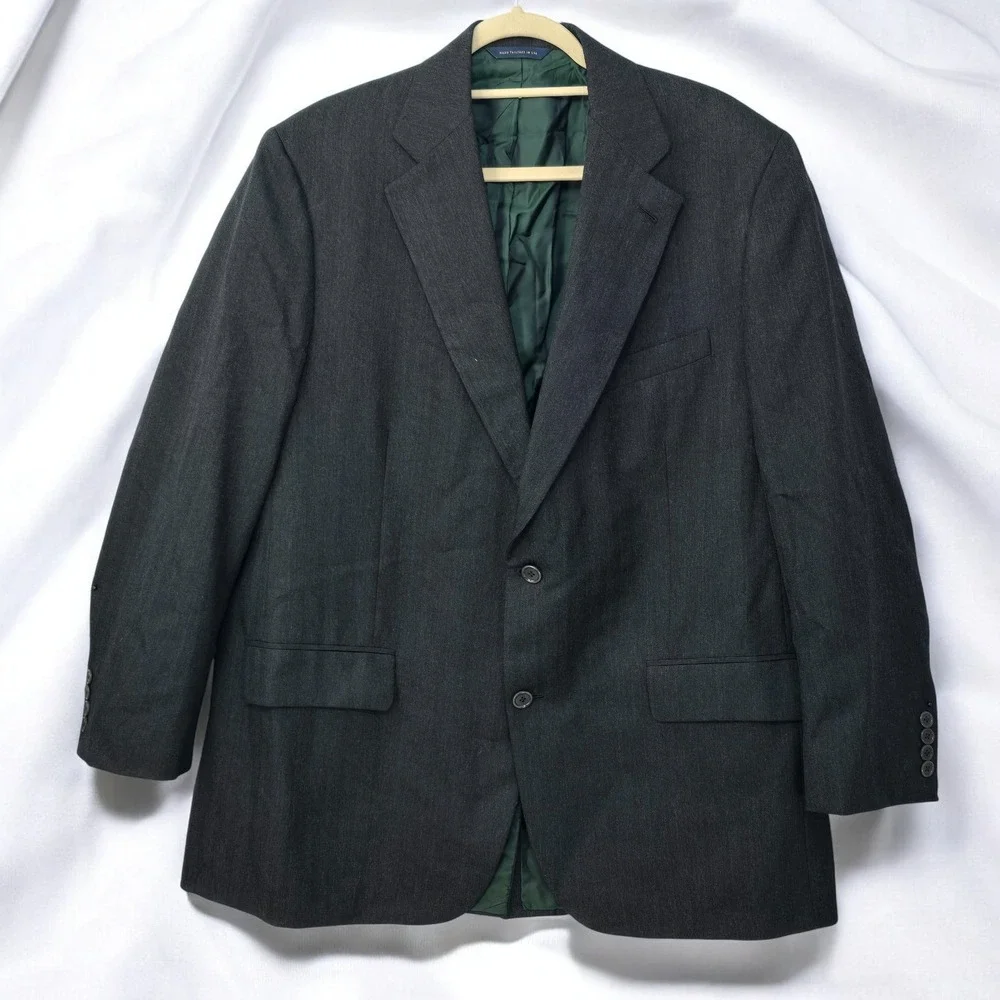 Brooks Brothers Golden Fleece Blazer Herringbone Hand Tailored USA -‎ 44R? Gray